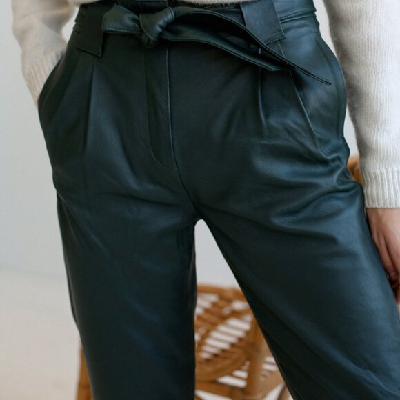 Just Female Need Supply Sago Leather Pants Trousers - Pine Grove Green - XS - Picture 4 of 4